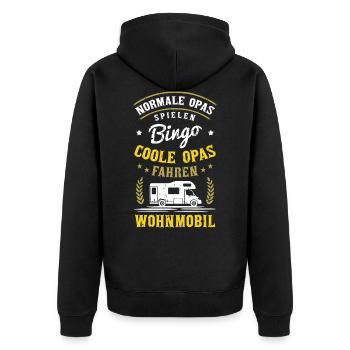 Coole Opas fahren Wohnmobil - Camping Opa Camper - Unisex Premium Bio Zip Hoodie - Schwarz - Hinten - Nico (187cm)