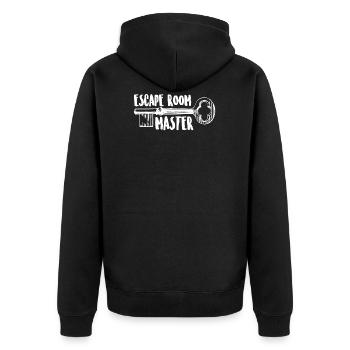 Escape Room Master Shirt Gift Team Crew - Unisex Premium Organic Zip Hoodie - black - Back - Nico (187cm)
