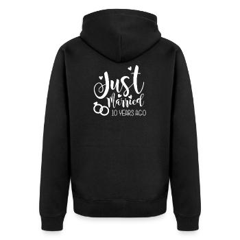 Il y a 10 ans, nous étions juste mariés - Veste à capuche bio Premium Unisexe - noir - Dos - Nico (187cm)