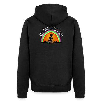 All the cool kids are running - Unisex Premium Organic Zip Hoodie - black - Back - Nico (187cm)