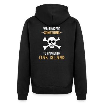 OAK ISLAND / TREASURE HUNTING: Oak Island - Unisex Premium Bio Zip Hoodie - Schwarz - Hinten - Nico (187cm)