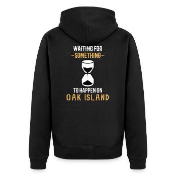 OAK ISLAND / TREASURE HUNTING: Oak Island - Unisex Premium Bio Zip Hoodie - Schwarz - Hinten - Nico (187cm)