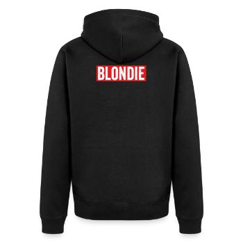 Blondie Blondine Blonde Haare Beste Feundinnen - Unisex Premium Bio Zip Hoodie - Schwarz - Hinten - Nico (187cm)