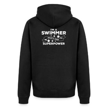 Je suis un nageur Quelle est votre chemise Super Power - Veste à capuche bio Premium Unisexe - noir - Dos - Nico (187cm)