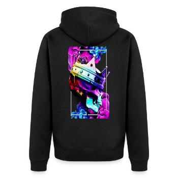 Schädel - Unisex Premium Bio Zip Hoodie - Schwarz - Hinten - Nico (187cm)