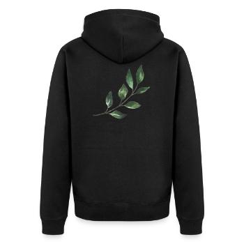 Leaves - Unisex Premium Organic Zip Hoodie - black - Back - Nico (187cm)
