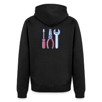 Werkzeug - Unisex Premium Bio Zip Hoodie - Schwarz - Hinten - Nico (187cm)
