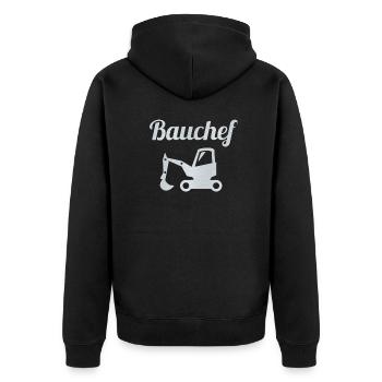 Bauchef - Unisex Premium Bio Zip Hoodie - Schwarz - Hinten - Nico (187cm)