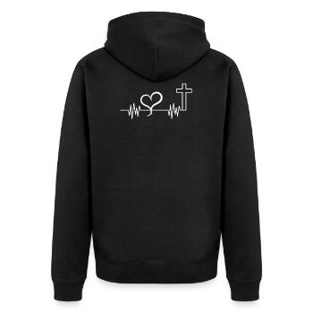 Heartbeat Heart Line Fréquence cardiaque Cross Jesus - Veste à capuche bio Premium Unisexe - noir - Dos - Nico (187cm)