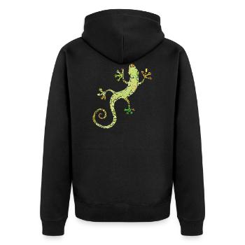 Green salamander or gecko - Unisex Premium Organic Zip Hoodie - black - Back - Nico (187cm)