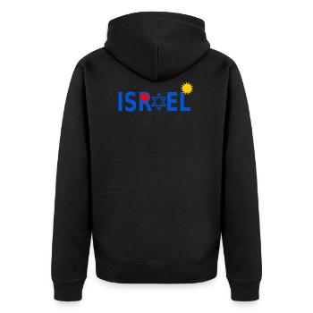 Israël avec l'étoile de David Heart Sun - Veste à capuche bio Premium Unisexe - noir - Dos - Nico (187cm)