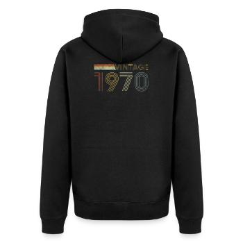 Cadeau de t-shirt des années 1970 50e anniversaire - Veste à capuche bio Premium Unisexe - noir - Dos - Nico (187cm)