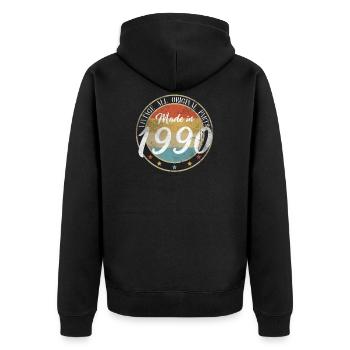 Cadeau de chemise Vintage Made In 1990 30e anniversaire - Veste à capuche bio Premium Unisexe - noir - Dos - Nico (187cm)