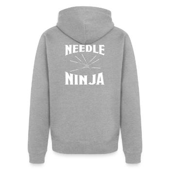 Aiguille Ninja Acupuncture T-Shirt cadeau - Veste à capuche bio Premium Unisexe - gris chiné - Dos - Nico (187cm)