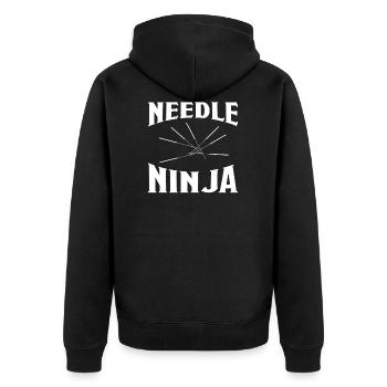 Needle Ninja Akupunktur T-Shirt Geschenk - Unisex Premium Bio Zip Hoodie - Schwarz - Hinten - Nico (187cm)