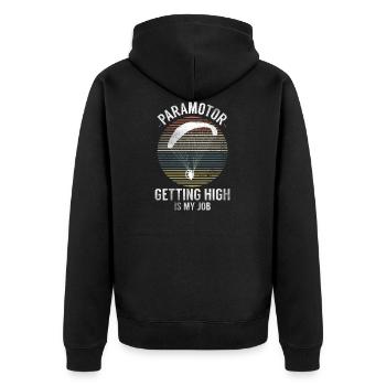 Paramotor Getting High Is My Job Motorschirm - Unisex Premium Bio Zip Hoodie - Schwarz - Hinten - Nico (187cm)