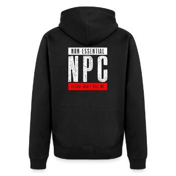 Non Essential NPC Zocker Gamer - Unisex Premium Bio Zip Hoodie - Schwarz - Hinten - Nico (187cm)