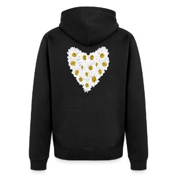 Daisies in the heart - Unisex Premium Organic Zip Hoodie - black - Back - Nico (187cm)