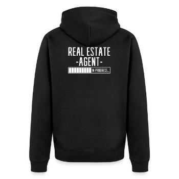Real Estate Agent In Progress Real Estate Agent - Unisex Premium Organic Zip Hoodie - black - Back - Nico (187cm)