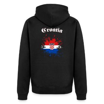 Croatia Hrvatska Kroatien - Unisex Premium Bio Zip Hoodie - Schwarz - Hinten - Nico (187cm)
