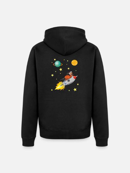 Slak met raket die in ruimte reist - Uniseks Premium bio ziphoodie - zwart