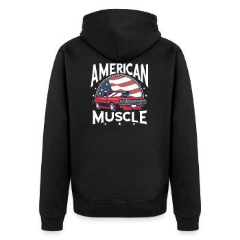 Cadeau d'amant de voiture American Muscle Car V8 - Veste à capuche bio Premium Unisexe - noir - Dos - Nico (187cm)