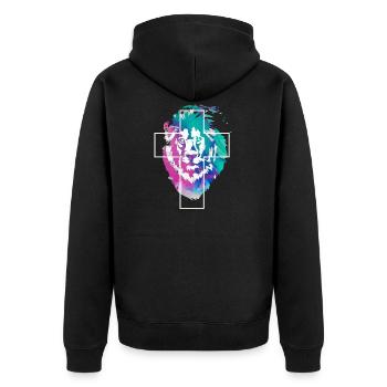 Lion Croix Jésus Dieu Don - Veste à capuche bio Premium Unisexe - noir - Dos - Nico (187cm)