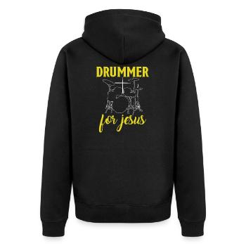 Drummer For Jesus drummer - Unisex Premium Organic Zip Hoodie - black - Back - Nico (187cm)