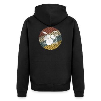 Vintage retro drummer drummer - Unisex Premium Organic Zip Hoodie - black - Back - Nico (187cm)