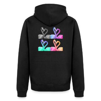 Flamingo Flamingos Color - Unisex Premium Organic Zip Hoodie - black - Back - Nico (187cm)