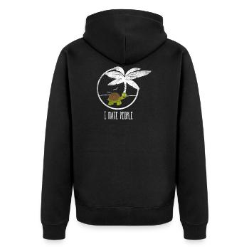 I Hate People Naturschutz Schildkröte - Unisex Premium Bio Zip Hoodie - Schwarz - Hinten - Nico (187cm)