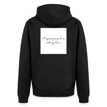 Self-confidence - Unisex Premium Organic Zip Hoodie - black - Back - Nico (187cm)