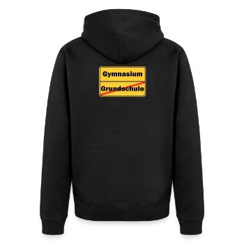 Grundschule Gymnasium Ortsschild Schule - Unisex Premium Bio Zip Hoodie - Schwarz - Hinten - Nico (187cm)