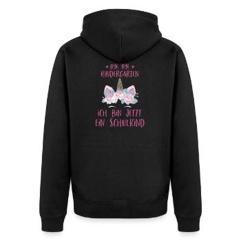 Bye Kindergarten Schule Einhorn Schulkind Geschenk - Unisex Premium Bio Zip Hoodie - Schwarz - Hinten - Nico (187cm)