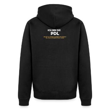 Pflegedienstleitung PDL Recht Geschenk Pflege - Unisex Premium Bio Zip Hoodie - Schwarz - Hinten - Nico (187cm)