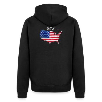 T-shirt drapeau américain drapeau américain - Veste à capuche bio Premium Unisexe - noir - Dos - Nico (187cm)