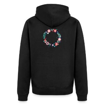 Blumen Blume Blumenkranz selbst gestalten - Unisex Premium Bio Zip Hoodie - Schwarz - Hinten - Nico (187cm)