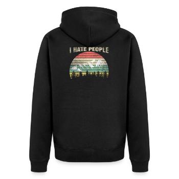 Je déteste les gens t-shirt cadeau tente de montagne randonneur - Veste à capuche bio Premium Unisexe - noir - Dos - Nico (187cm)