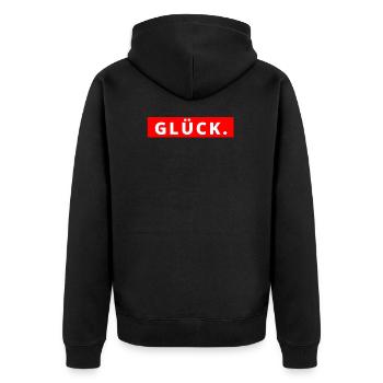 Glück - Unisex Premium Bio Zip Hoodie - Schwarz - Hinten - Nico (187cm)