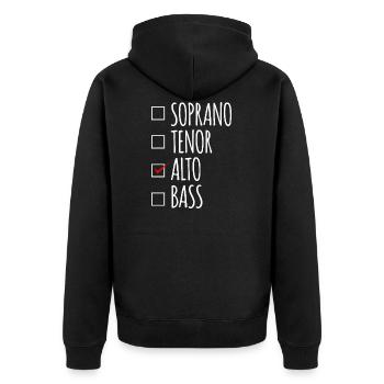 Soprano Tenor Alto Bass Choir Voices - Unisex Premium Organic Zip Hoodie - black - Back - Nico (187cm)