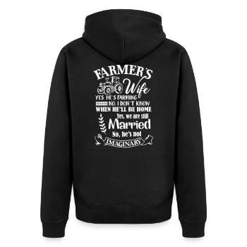 Farmers Wife - Unisex Premium Organic Zip Hoodie - black - Back - Nico (187cm)