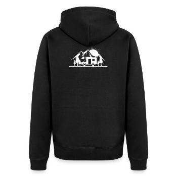 Wohnwagen Camper Wohnmobil Geschenk - Unisex Premium Bio Zip Hoodie - Schwarz - Hinten - Nico (187cm)