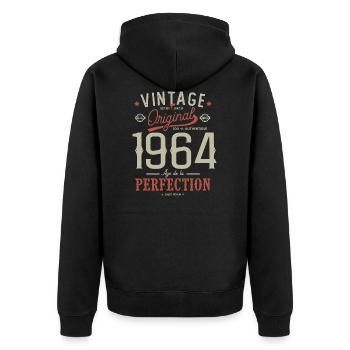Zeitalter der Perfektion 1964 Jubiläum 58 Jahre - Unisex Premium Bio Zip Hoodie - Schwarz - Hinten - Nico (187cm)