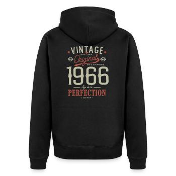 Zeitalter der Perfektion 1966 Jubiläum 56 Jahre - Unisex Premium Bio Zip Hoodie - Schwarz - Hinten - Nico (187cm)
