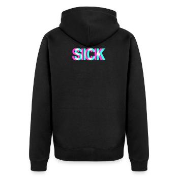 Sick Krank Krass Krasso Sickmode Sick - Unisex Premium Bio Zip Hoodie - Schwarz - Hinten - Nico (187cm)