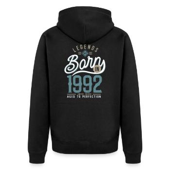 legends are born in 1992 anniversaire 30 ans - Veste à capuche bio Premium Unisexe - noir - Dos - Nico (187cm)