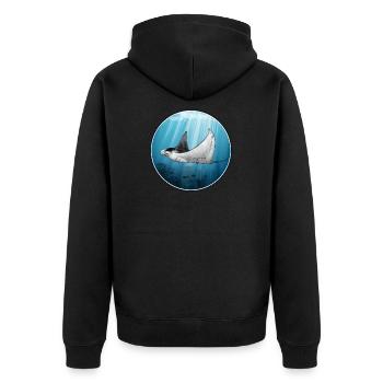 manta ray - Unisex Premium Organic Zip Hoodie - black - Back - Nico (187cm)