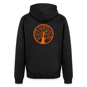 Der Baum des Lebens - Unisex Premium Bio Zip Hoodie - Schwarz - Hinten - Nico (187cm)