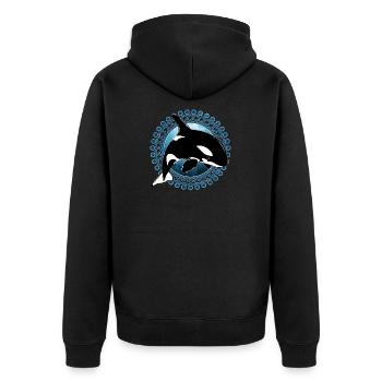 Orca killer whale - Unisex Premium Organic Zip Hoodie - black - Back - Nico (187cm)