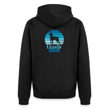 Vizsla Dad Hund Vintage Retro Hundepapa Geschenk - Unisex Premium Bio Zip Hoodie - Schwarz - Hinten - Nico (187cm)